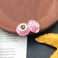 Cuenta de agujero grande con patrón de cuadros rosa y blanco para pulseras DIY - Cuenta Rojo Rosa Agujero Grande (11522)