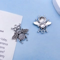 Zilveren bijenhangers van legering voor DIY sieraden met fijne vleugeltexturen - Antiek Zilveren Bij Stijl (9187) / 20mmx20mm