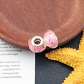 Cuentas rosas de agujero grande con núcleo de plata para decoración de pulseras DIY - Cuenta Sakura Rosa (11529)