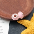 Dos cuentas facetadas rosas con núcleo de plata para pulseras de abalorios DIY - Cuenta Facetada De Agujero Grande Rosa (13296)