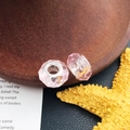 Cuentas de vidrio rosa facetadas con núcleo de plata para joyas y pulseras DIY - Cuenta Facetada Rosa (13248)