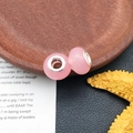 Cuentas colgantes rosas translúcidas con núcleo de metal plateado para pulseras - Cuenta Rosa Claro Agujero Grande (11521)