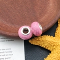 Cuentas rosas de agujero grande con núcleo de plata para pulseras de joyas DIY - Cuenta Patrón Mármol Rosa (11528)