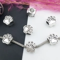 Perles de charme patte en argent sur bracelet à chaîne serpent pour bijoux DIY - Style Empreinte de Patte (10101)