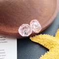 Cuentas facetadas rosas con agujero grande para joyería DIY en acrílico transparente - Cuenta Facetada Agujero Grande Rosa (14628)