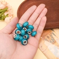 Dunkelblaue glitzernde Großlochperlen mit Silberkern für DIY-Schmuck und Handwerk - Seeblau Facettierte Mattierte Perle (13154)