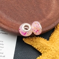 Set de dos cuentas de vidrio moteado rosa con núcleo de plata para joyas DIY - Cuenta Gota De Tinta Rosa (15746)