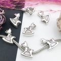 Perle cheval à bascule argentée vintage pour bracelets à breloques DIY avec trou - Style Cheval à Bascule (13854)