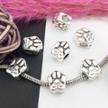 Charme Dog Mom en alliage argenté avec empreinte de patte pour bracelet serpent - Style Empreinte DOG MOM (15199)