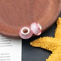 Cuentas facetadas rosa con agujero grande y núcleo plateado para pulseras de bricolaje - Cuenta Facetada Arenas Movedizas Rosa (13292)
