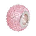 Abalorio rosa con pedrería y agujero grande con núcleo de plata para pulseras DIY - Cuenta Estrella Transparente Rosa (17900)