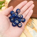Perle à gros trou en strass bleu foncé avec noyau en argent pour la création de bijoux DIY - Perle Texturée Bleu Royal (14806)
