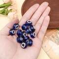 Lot de perles en résine facettées bleu foncé avec cœur en argent pour bijoux - Perle Facettée Bleue (13245)
