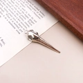 Vintage silver raven skull pendant with antique finish and gothic metal texture - Long Beak Style (15551)