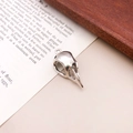 Vintage silver bird skull pendant with antique finish and gothic metal alloy texture - Vintage Carved Style (15552)