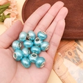 Perle en résine bleu clair à grand trou avec noyau en métal argenté pour bijoux DIY - Perle Grand Trou Bleue (14915)