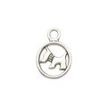 Silver alloy Scottie dog charm pendant with circular hollow frame for DIY jewelry making - Round Dog (2562)