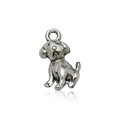 Detailed vintage silver dog pendant for DIY jewelry making with high-quality alloy finish - Antique Silver Puppy (11314)