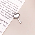 Silver alloy heart-shaped key charm pendant for DIY jewelry making and bracelets - Antique Silver Heart Key (17325)