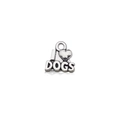 Silver vintage style I Heart Dogs metal charm pendant for DIY animal necklaces - I LOVE DOGS (15563)