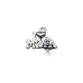 Silver dog pendant with I heart MY engraving for DIY necklaces and pet jewelry - I LOVE MY DOG (15564)