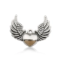 Pendentif cœur avec ailes d'ange en alliage argenté pour la création de bijoux DIY - Aile / 33x19mm