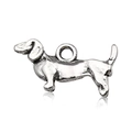 Silver dachshund puppy dog metal charm pendant for DIY necklace and jewelry making - Small Dachshund (10350)