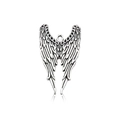 Paire de pendentifs ailes d'ange en argent antique avec plumes et détails noirs - Aile / 23x33mm