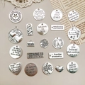 Set di 20 ciondoli vintage in lega d'argento tibetano con incisioni ispiratrici per il fai da te - Set di 20 Ciondoli con Lettere (SN45)