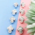Antique silver cross charm bead for DIY jewelry making with embossed vintage textures - Cross (8800-2)
