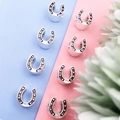 Silver horseshoe DIY large hole beads with black dot pattern for charm bracelets - Horshoe (15180-2)