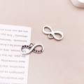 Silver infinity symbol jewelry pendants with black zircons for DIY bracelets - Infinity 8x16mm-4082