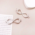 Polished silver infinity symbol charms for DIY jewelry making bracelets and necklaces - Infinity Connector 12x40mm-6237