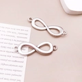 Silver infinity symbol alloy jewelry connectors with double hanging rings for DIY crafts - Letter Infinity Symbol 13x40mm-7185