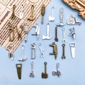 Lot de 26 pendentifs outils en alliage bronze et argent pour bijoux DIY et porte-clés - Styles d'Outils Mixtes (SN82)