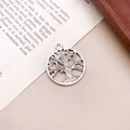 Pendentif rond arbre de vie en argent antique pour création de bijoux DIY - Pendentif Arbre de Vie (7643)