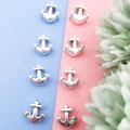 Set of 8 silver alloy anchor-shaped beads with large holes for DIY jewelry making - Anchor (10099-2)