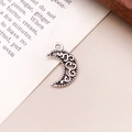 Vintage-Mondsichelanhänger aus Silber mit filigranen Mustern für DIY-Schmuckgestaltung - Kleiner Mond (8764) / 12x18mm