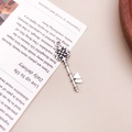 Vintage silver alloy key pendant with hollow pattern and double heart shaped bit - Hollow Heart Key (6804)