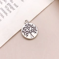 Pendentif arbre de vie rond en argent antique pour la création de bijoux DIY - Pendentif Arbre Lettre Argent Antique (11654)