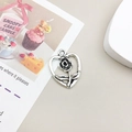 Antique silver heart rose pendant for DIY jewelry making and earring accessory - Antique Silver Heart Rose (10412)