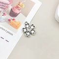Antique silver heart-shaped flower pendant with central crystal for DIY jewelry - Antique Silver Heart Five-Petal Flower (10401)