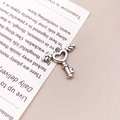Vintage silver alloy heart-shaped key pendant with detailed wings for DIY jewelry - Antique Silver Angel Heart Key (11409)