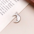 Vintage Silber Mondgesicht Anhänger aus Legierung für DIY Schmuck und Halsketten - Antiksilber Mond (10953) / 9x15mm