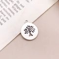Pendentif arbre de vie argenté évidé pour bijoux DIY et bracelets créatifs - Pendentif Arbre de Vie Rond (9194)