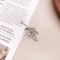 Silver ginkgo leaf charm with realistic vein texture for DIY jewelry making - Leaf Style (b40)