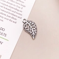 Vintage-Silber-Ginkgo-Blatt-Anhänger mit Hohlmuster für die Schmuckherstellung - Antik-Silber Blatt-Stil (3962)
