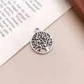 Pendentif arbre de vie évidé en argent antique pour la création de bijoux DIY - Pendentif Arbre Argent Antique (10419)