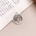 Pendentif arbre de vie en argent antique ajouré pour création de bijoux DIY - Pendentif Arbre de Vie Argent Antique (17328)