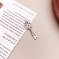 Vintage silver alloy key pendant with baroque filigree patterns for DIY jewelry - Antique Silver Key (3112)